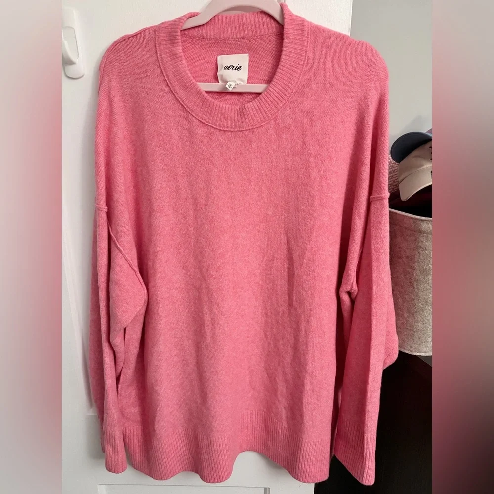 Aerie Pink Crew Neck Sweater XL - Picture 1 of 2
